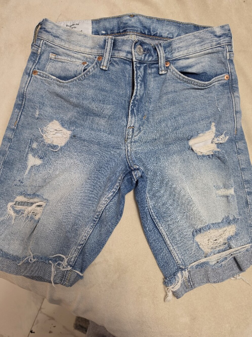 H&M Light Blue Regular Fit Denim Shorts